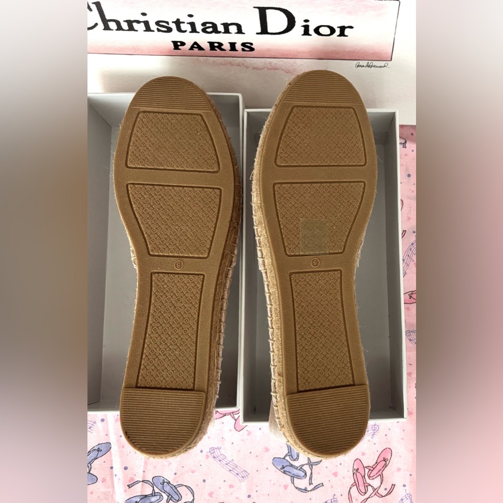 Tory Burch Poppy Espadrille Poppy Leather Canvas Cap Toe Pale Pink Size 9 NWOT - Picture 10 of 12